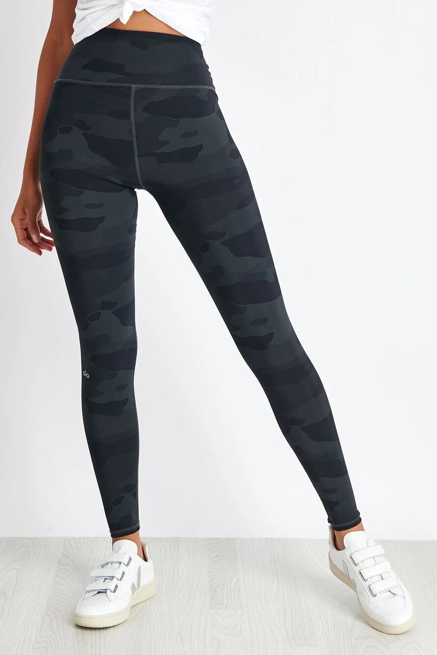 Alo Black Camo Vapor Camouflage High Rise Pull On Athletic Leggings Size XS